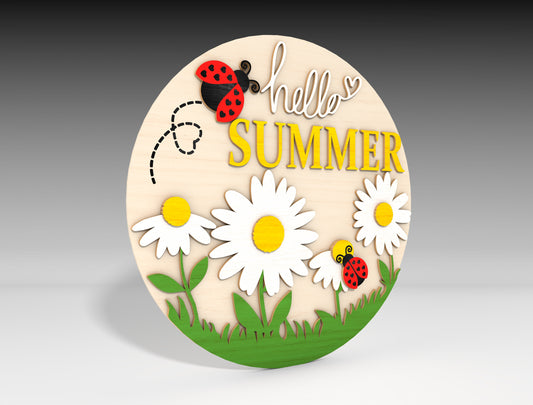 Hello Summer Daisy SVG Door Hanger for xTool and Glowforge