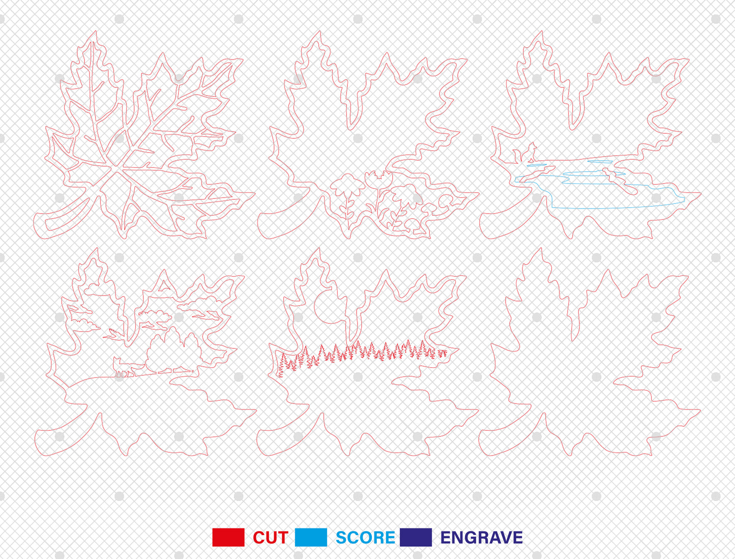 Multilayer Maple Leaf Forest Scene SVG for Glowforge xTool LightBurn