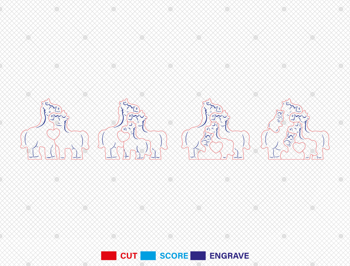 Horse Family Wooden Puzzle Sign SVG for xTool and Glowforge
