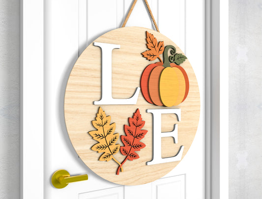 Welcome Sunflower and Love Fall Door Hanger SVG Set for Glowforge xTool LightBurn 2 Designs
