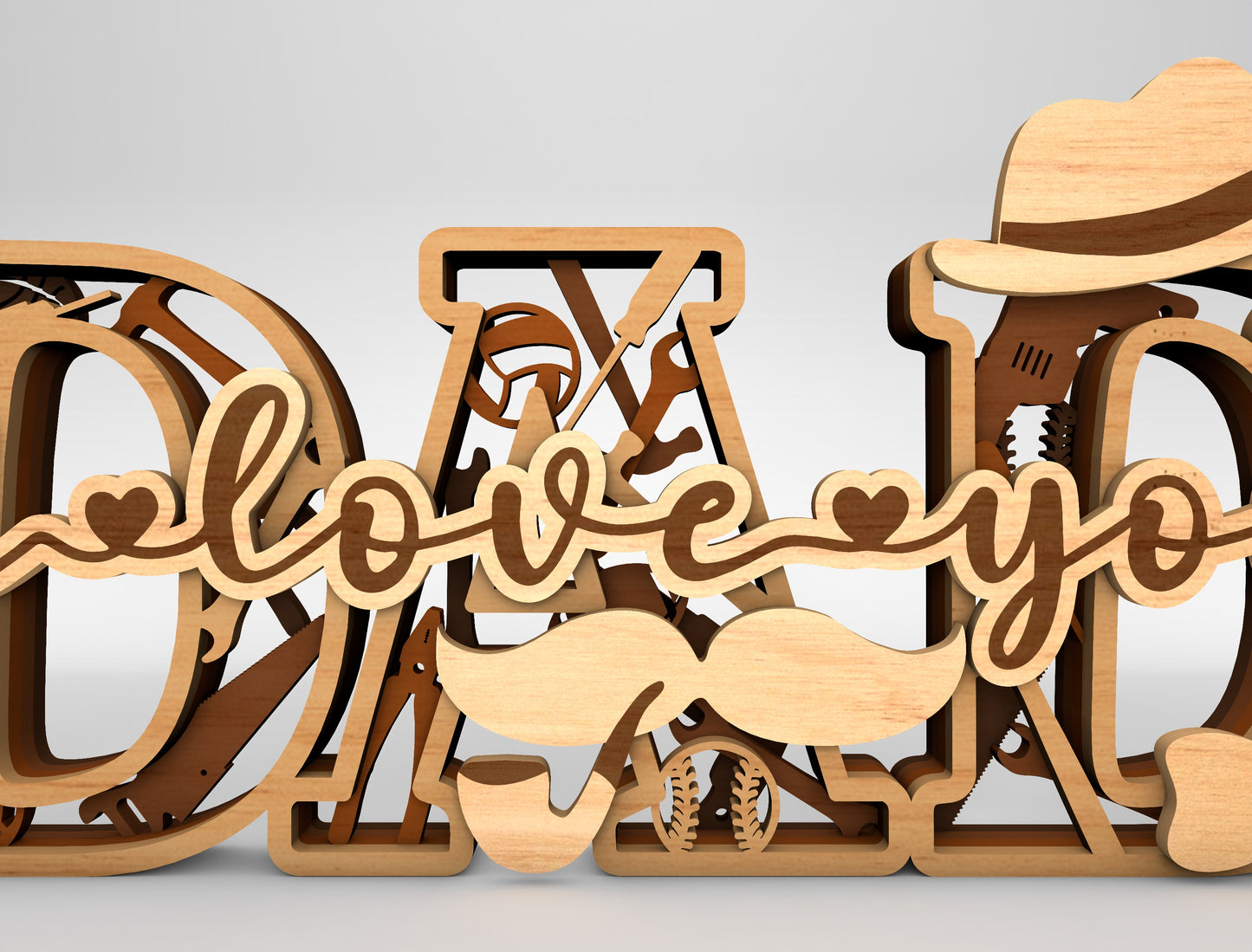 Dad Sports Monogram Sign SVG Laser Cut File for xTool and LightBurn