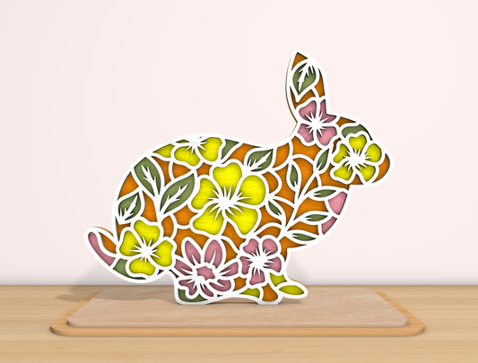Floral Bunny SVG Bundle Colorful Rabbit Pattern Easter for LightBurn and xTool