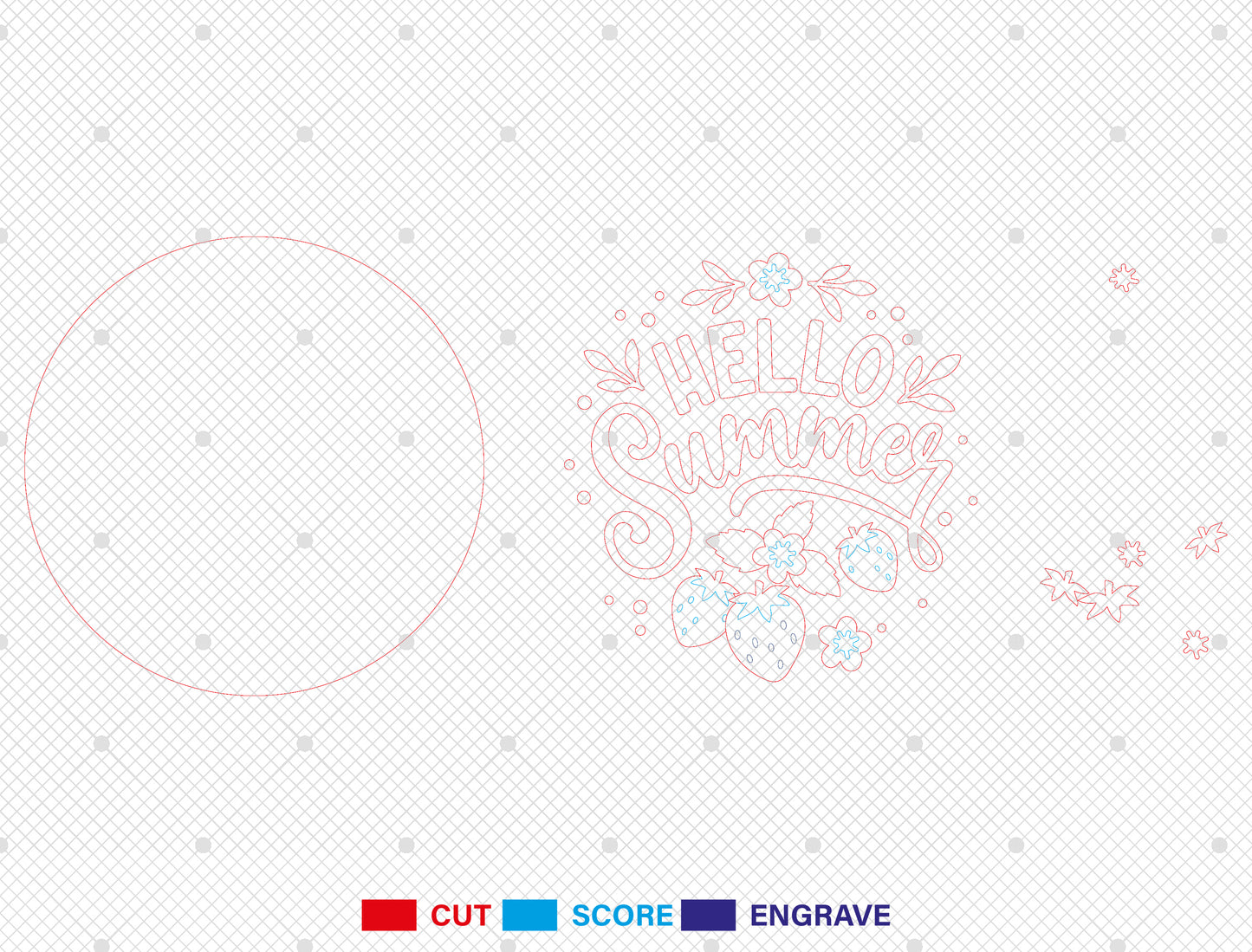 Hello Summer Strawberry Door Hanger SVG Laser Cut File for Glowforge and xTool