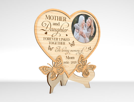 Mother Daughter Photo Frame SVG Heart Tabletop Sign Decor Laser Cut File for Glowforge, xTool, or LightBurn