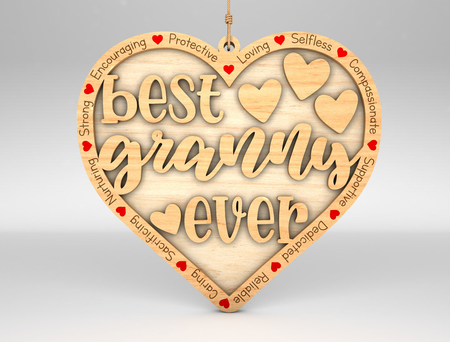 Best Nana Ever Heart Ornament SVG for LightBurn and xTool