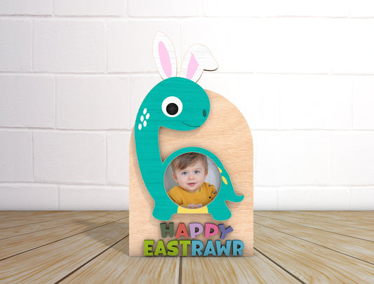 Dinosaur Easter Photo Frame SVG Bundle Kids Bunny Dino for LightBurn