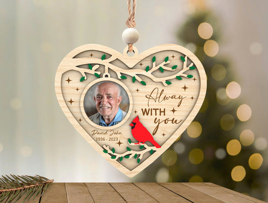 Cardinal Heart Photo Memorial Ornament SVG Laser Cut File for xTool