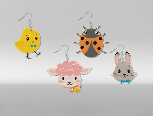 Easter Earrings SVG Bundle 16 Cute Spring Wooden Dangles for LightBurn and xTool