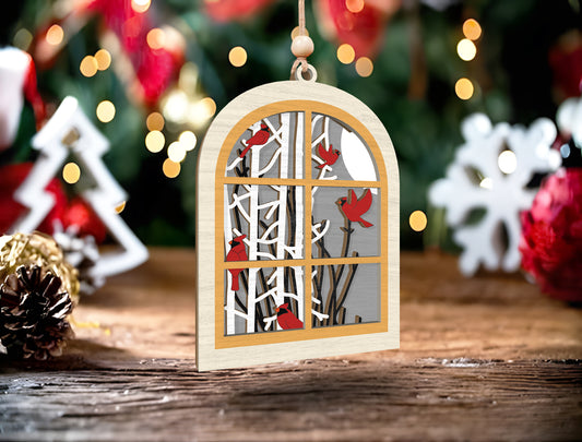 Winter Window Cardinal Ornament SVG for xTool and Glowforge