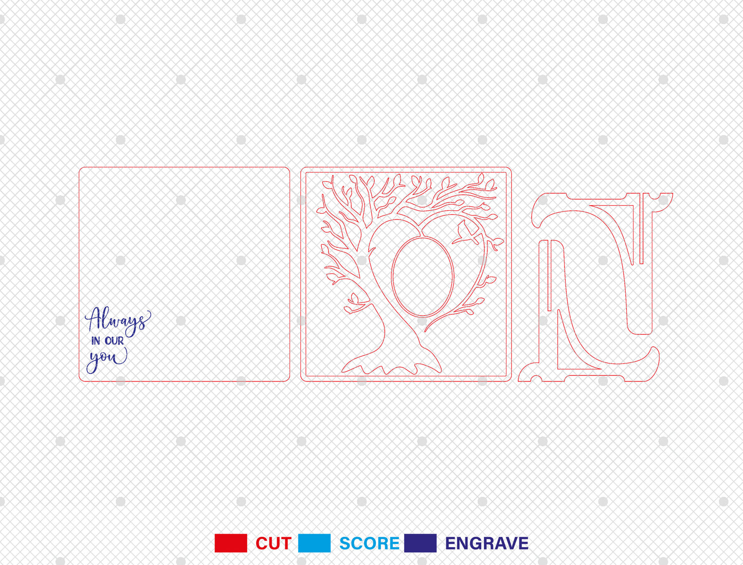 Tree of Life Heart Photo Memorial SVG for Glowforge and xTool