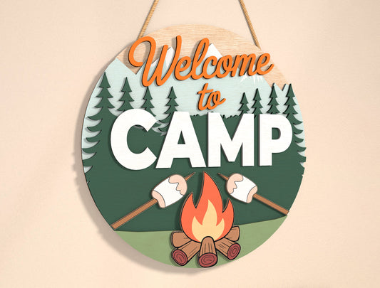 Camping Door Sign Bundle SVG for Glowforge and xTool Laser Cut File