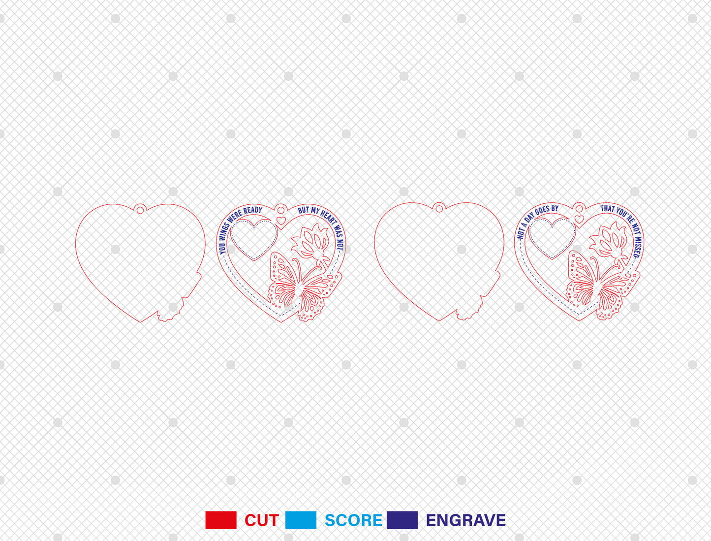 Memorial Butterfly Heart Ornament SVG Laser Cut File for Lightburn