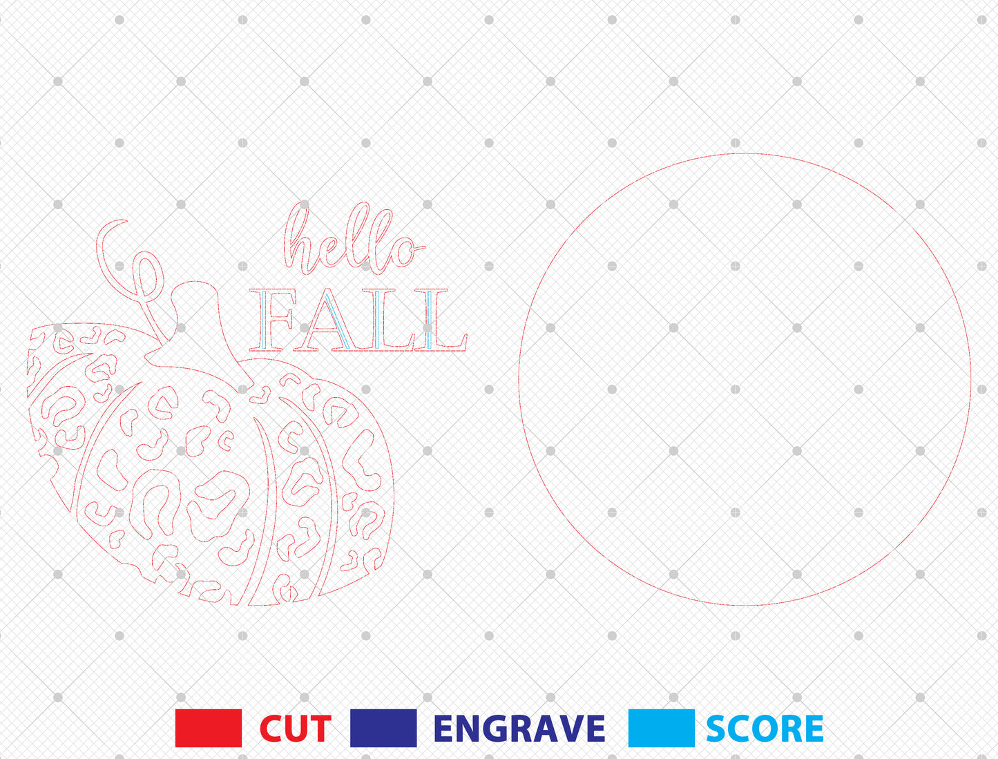 Hello Fall Leopard Pumpkin Door Hanger SVG for Glowforge xTool LightBurn
