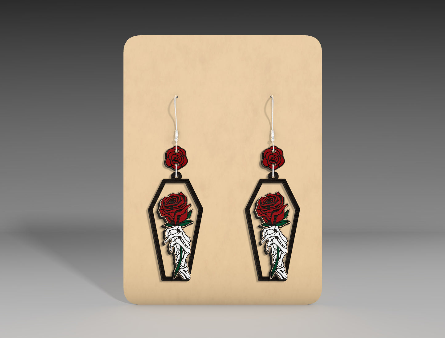 Halloween Coffin Earrings SVG Bundle 5 Skeleton Rose Designs for xTool Glowforge
