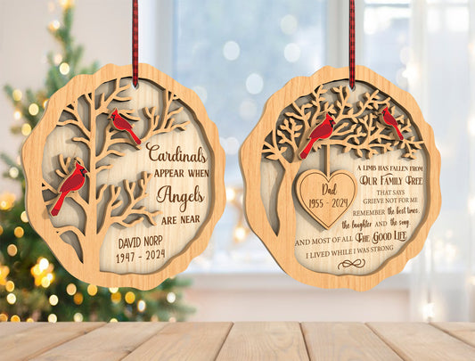 Cardinal Memorial Ornament SVG Tree Remembrance Decor Laser Cut File for Glowforge