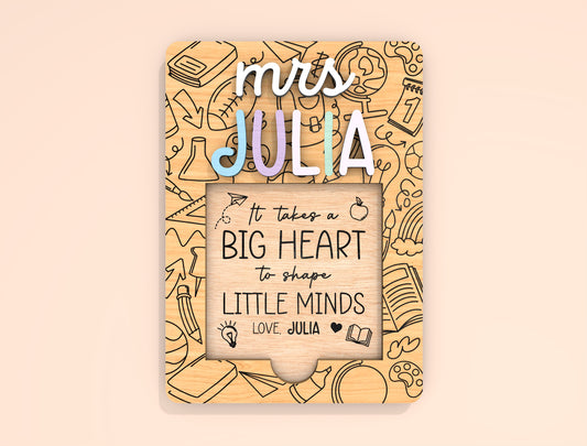 Personalized Teacher Note Holder SVG Laser Cut File for Glowforge and xTool