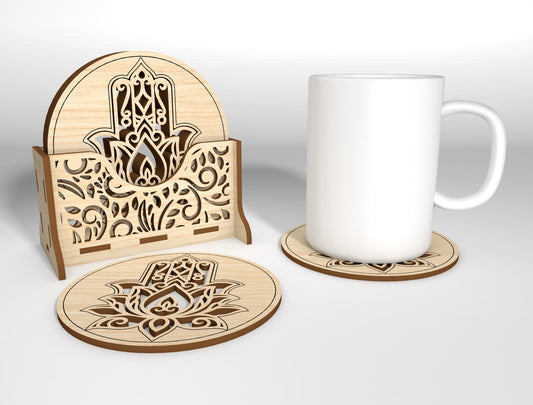 Mandala Coaster SVG Bundle with Holder for LightBurn and Glowforge