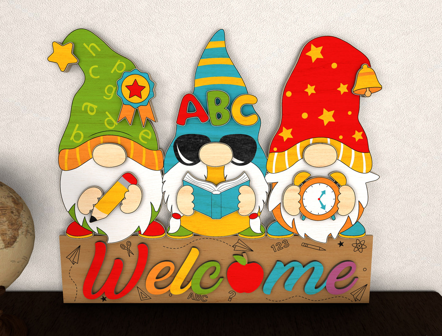 Gnome Classroom Door Hanger SVG Laser Cut File for Glowforge