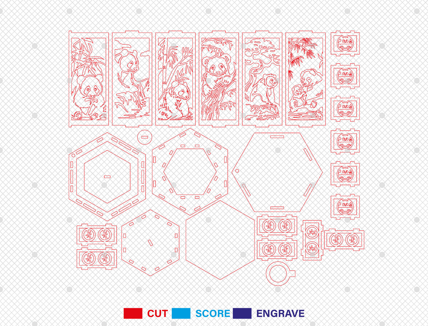 Panda Lantern SVG Laser Cut File for LightBurn and Glowforge