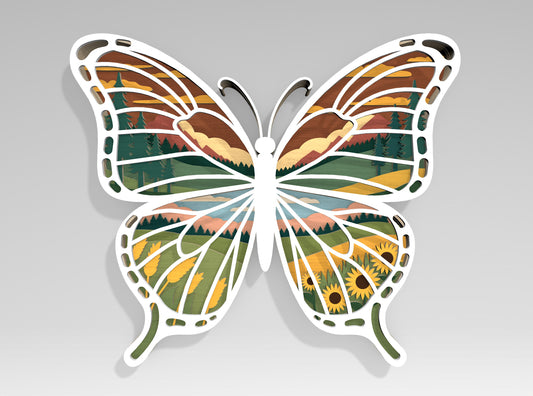 Multilayer Butterfly Landscape SVG Bundle Laser Cut File for Glowforge and xTool