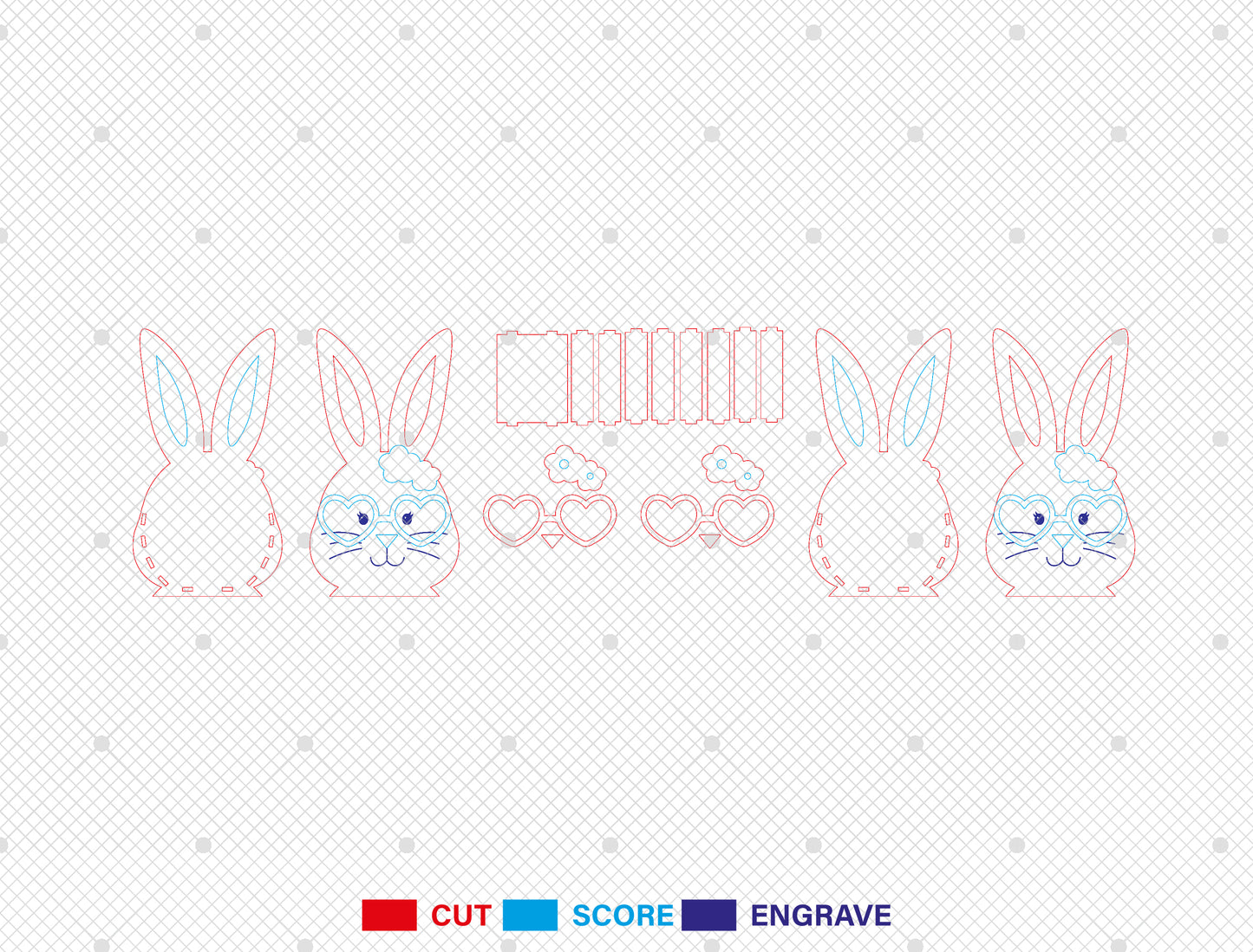 Easter Bunny Basket SVG Bundle Cute Bunny Egg for LightBurn and xTool