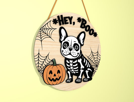 Skeleton Dog Halloween Door Sign SVG Bundle Laser Cut File for Glowforge
