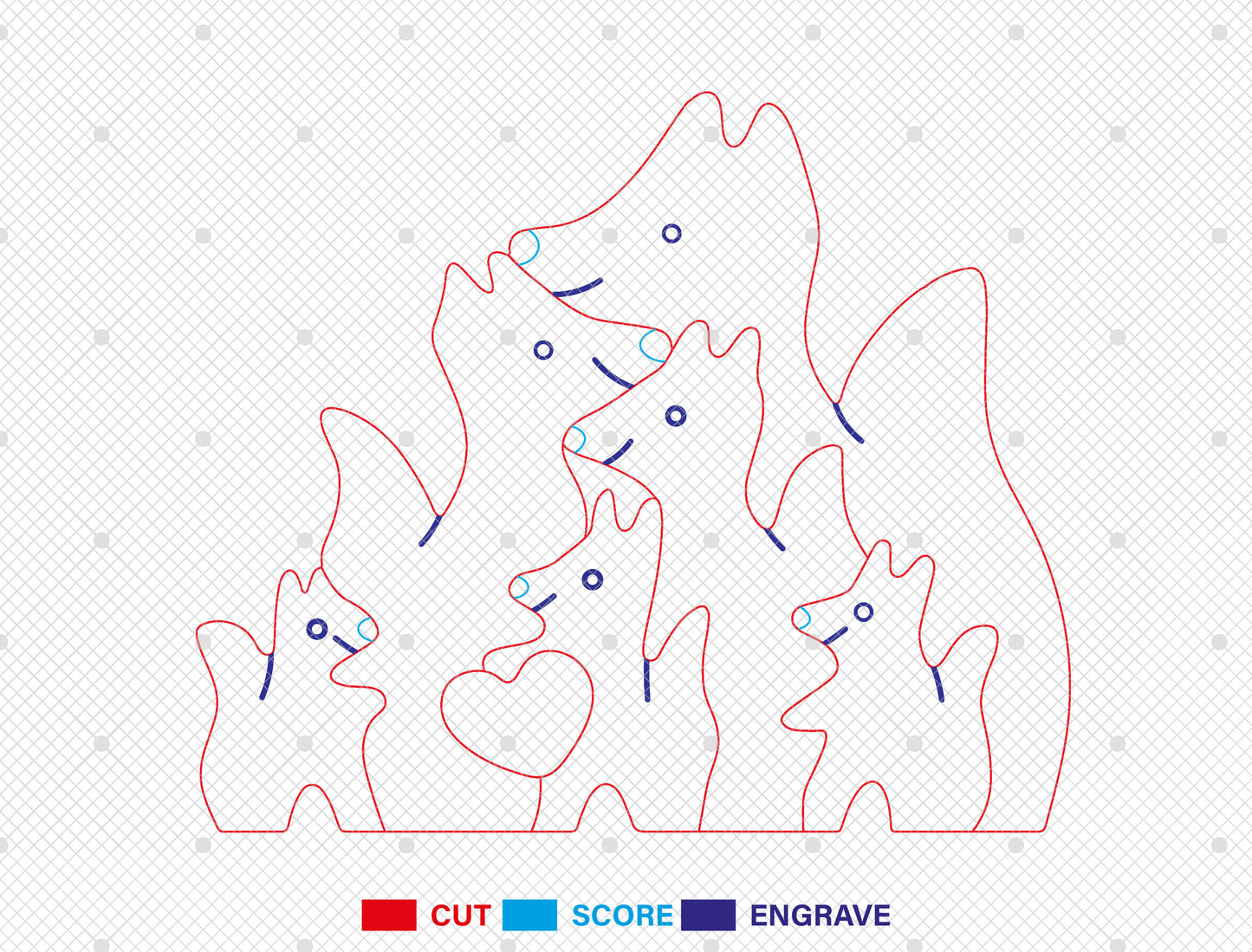 Wolf Family Puzzle Sign SVG Personalized Wolf Pack for Glowforge