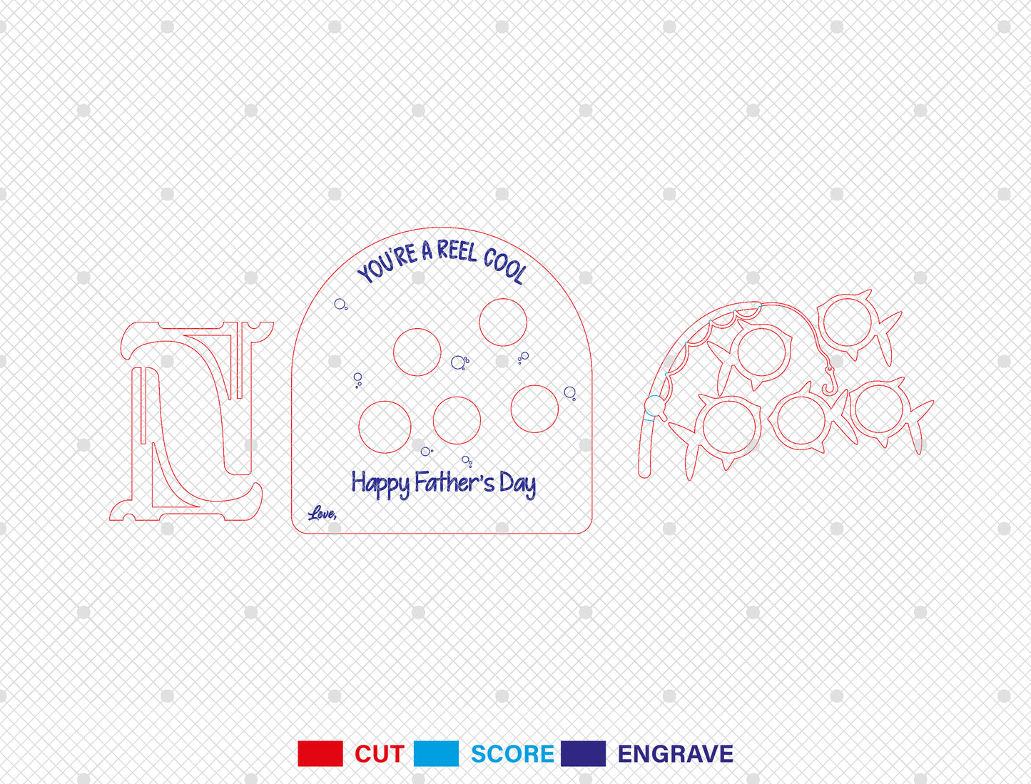 Father's Day Fishing Photo Frame SVG Laser Cut File for xTool and Glowforge