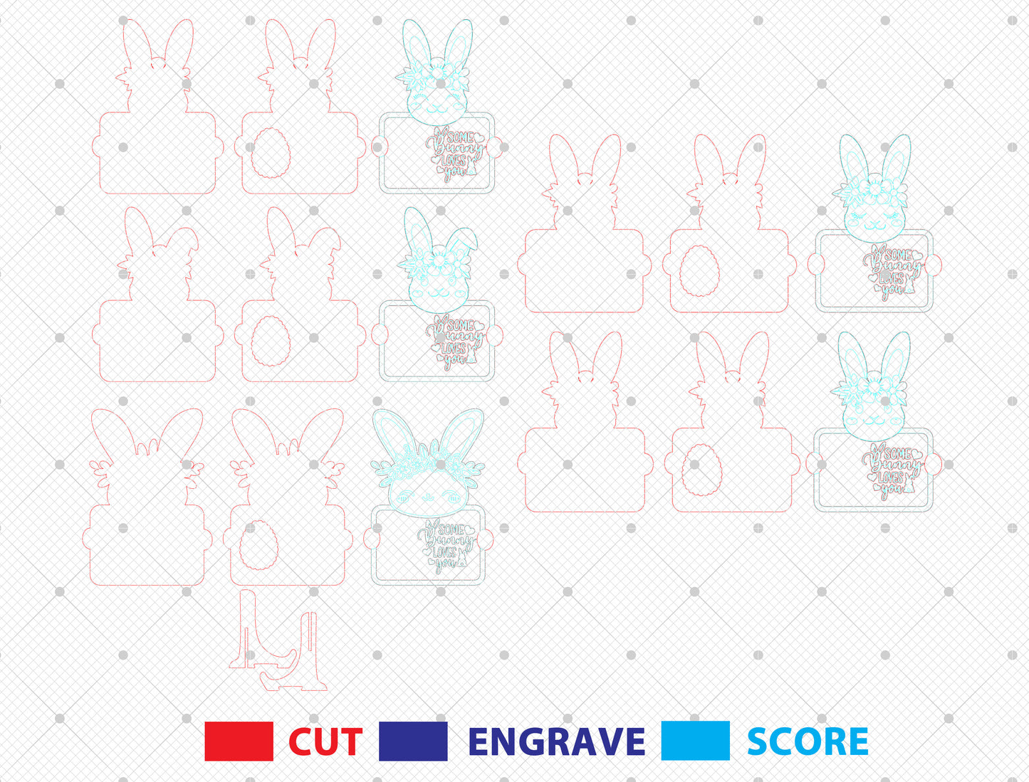 Easter Bunny Photo Frame SVG Bundle Cute Bunny 5 Designs for LightBurn