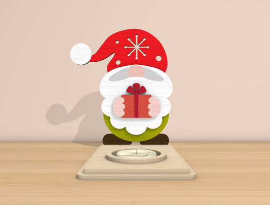 Christmas Santa Candle Holder Laser Cut File | Ready to Cut | Glowforge, xTool, LightBurn, etc.