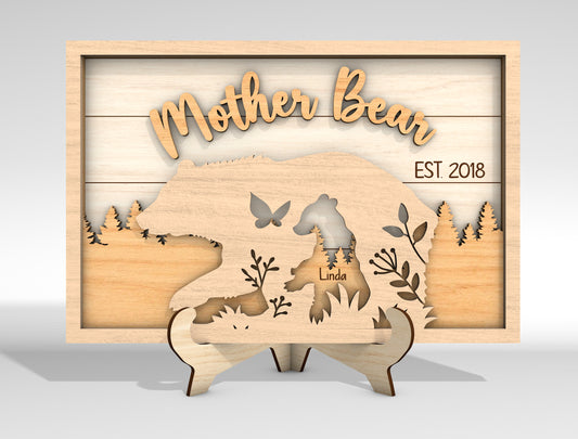 Custom Name Mama Bear Cub Sign SVG for Glowforge and LightBurn