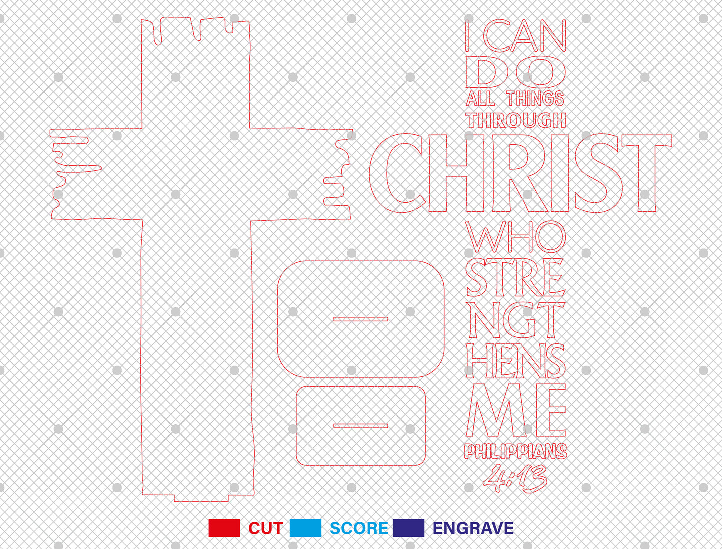 Christian Cross SVG Laser Cut File – Bible Verse Stand Decor – Glowforge, xTool