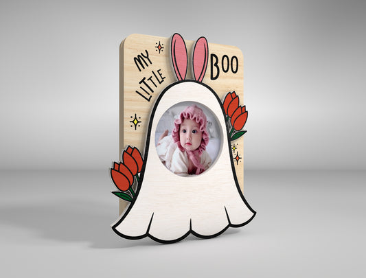 Halloween Ghost Fridge Magnet Photo Frame SVG for LightBurn xTool Glowforge 5 Designs