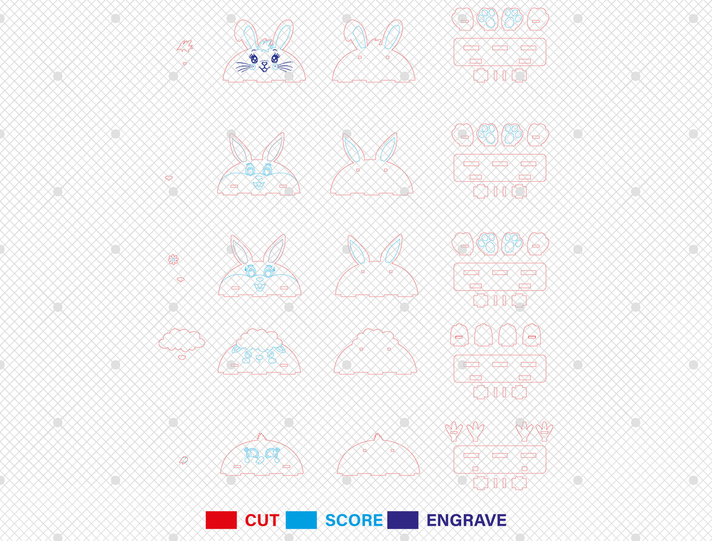 Easter Bunny Glasses Holder SVG Bundle Wooden Desk 5 Designs for LightBurn