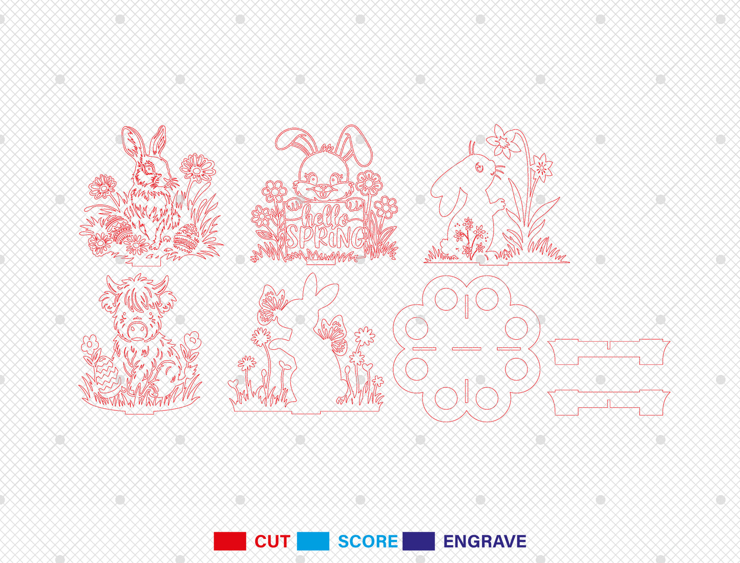 Easter Bunny Egg Holder Stand SVG Spring Tabletop for Glowforge