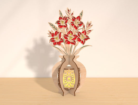 Mother’s Day Floral Lantern Laser Cut File Bundle – 6 Designs | Flower Shadow Lantern | Layered Wooden Decor | Glowforge, xTool, LightBurn, etc.