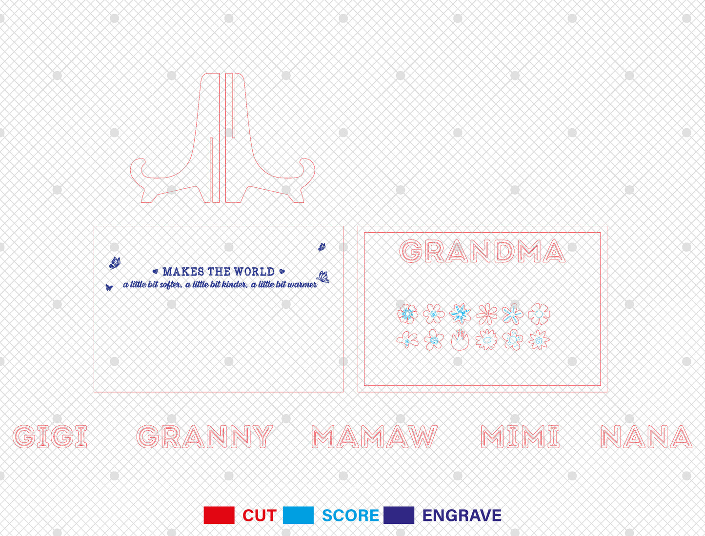Custom Name Birth Flower Grandma Sign SVG for xTool and LightBurn