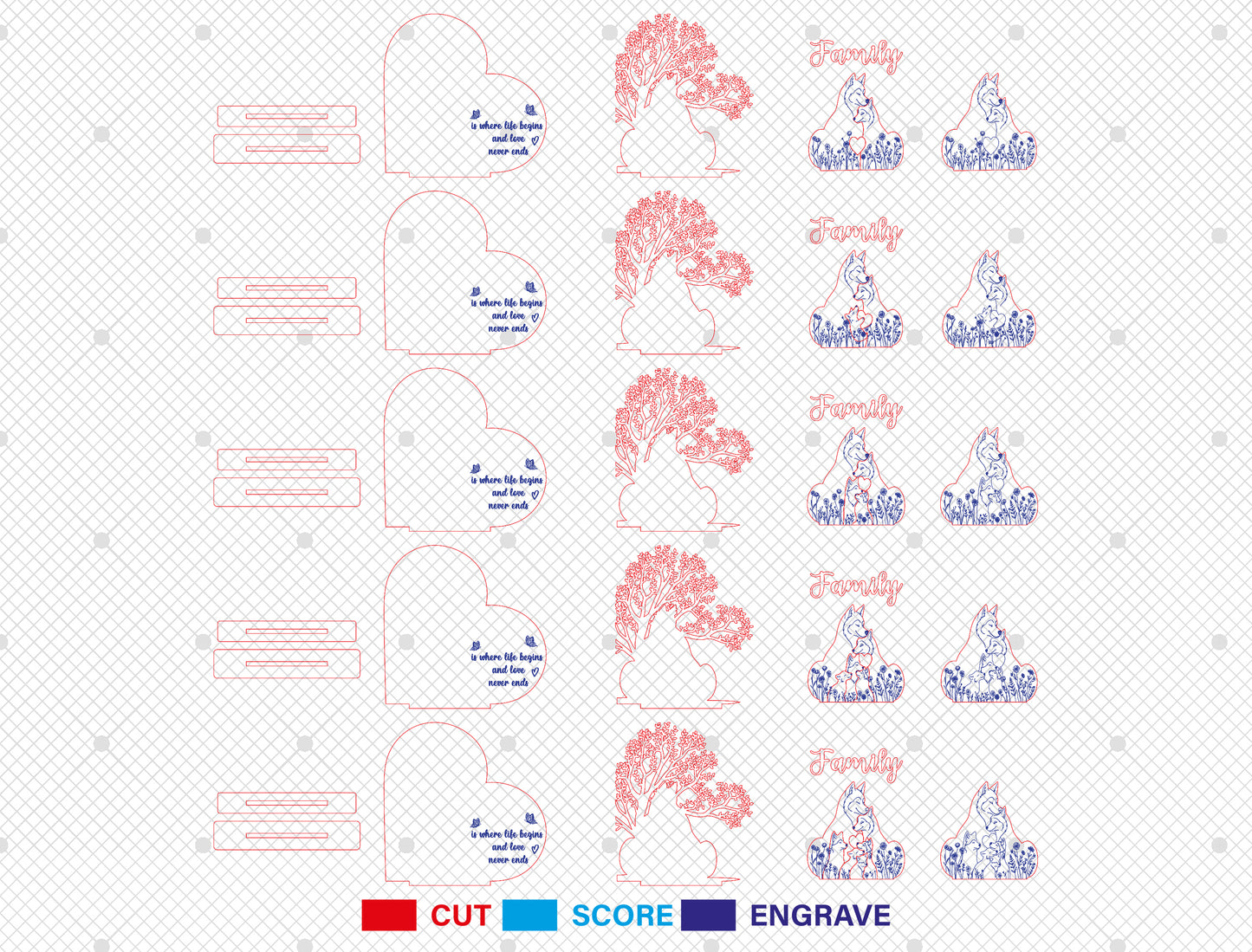 Custom Name Wolf Family Tree Sign SVG for LightBurn and Glowforge