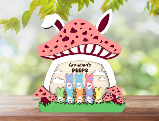 Personalized Grandma Peeps Easter Tabletop Sign SVG for Glowforge and xTool
