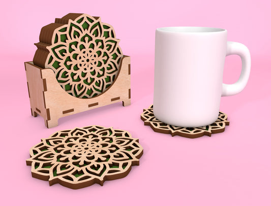 Mandala Coaster SVG Bundle for Glowforge and xTool Laser Cut File