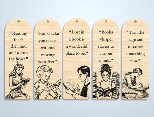 Reading Quote Bookmark SVG Bundle for Glowforge and xTool
