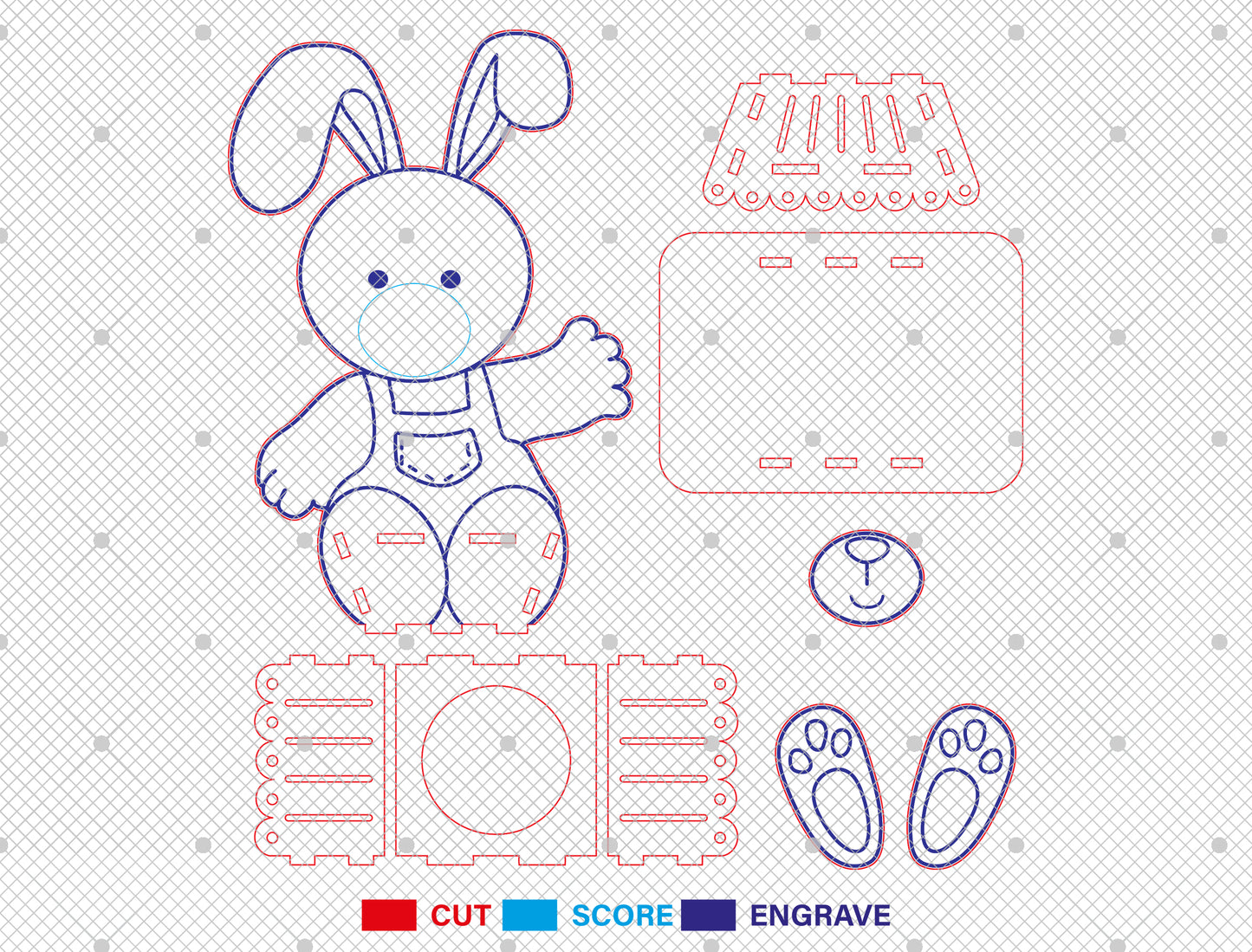 Easter Bunny Egg Holder SVG Bundle Cute Candy for Glowforge and xTool
