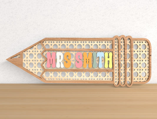 Personalized Apple Classroom Door Sign Laser Cut File for LightBurn and Glowforge