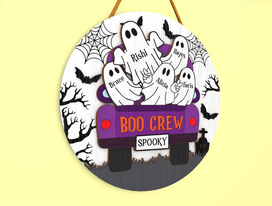 Personalized Ghost Family Door Hanger SVG for Glowforge xTool LightBurn