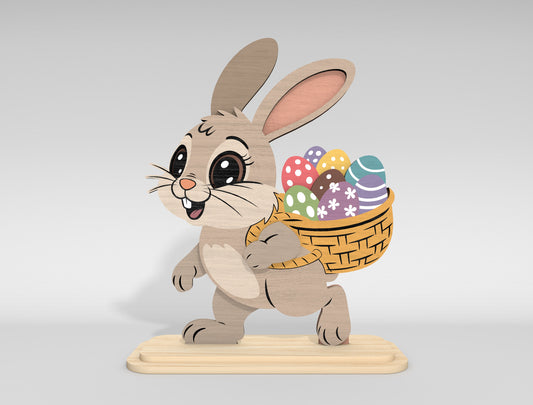 Easter Bunny Stand SVG Bundle Cute Bunny Holding Eggs for Glowforge and xTool
