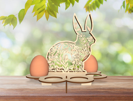 Easter Bunny Egg Holder Stand SVG Floral Rabbit 5 Designs for LightBurn