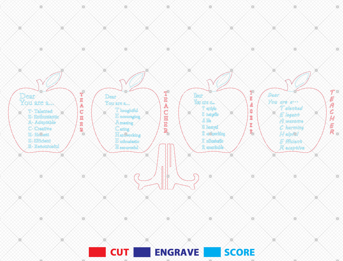 Personalized Teacher Apple Sign SVG Laser Cut File for Glowforge and LightBurn