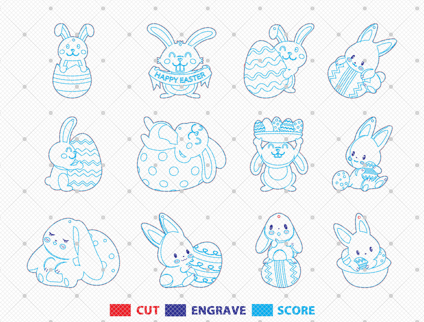Easter Bunny Jewelry SVG Cute Bunny Egg Earrings for Glowforge and xTool