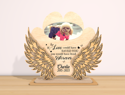 Dog Paw Angel Wings Photo Memorial SVG for Glowforge Users