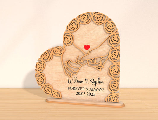 Mom Rose Heart Sign SVG Mother's Day Floral Plaque for Glowforge